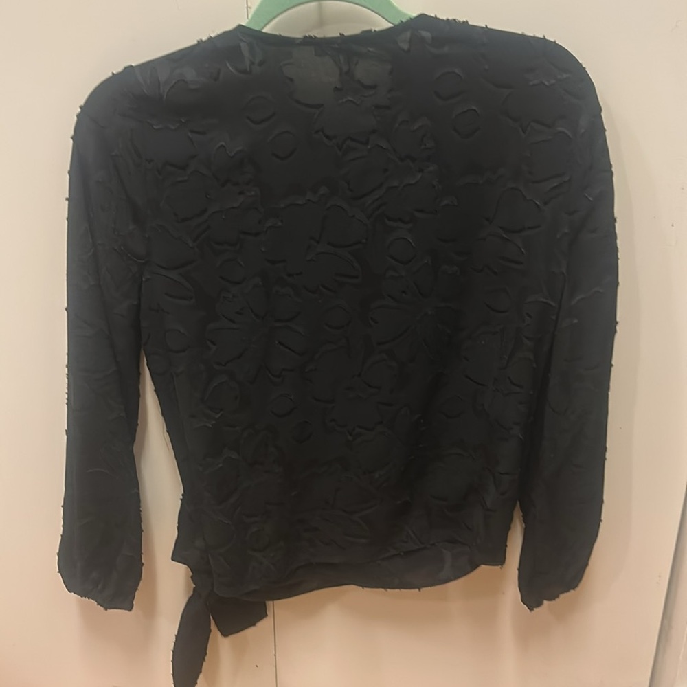 Black Floral Textured Women's Wrap Top by Madewell - Picture 8 of 8